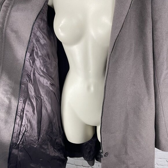 Zara Grey Purple Wool Angora Blend Zipped Snap Lined Long Coat Size Medium M - Picture 6 of 12